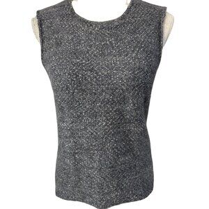 Ann Klein Charcoal Gray Knit Sleeveless Top Textured Marled Sweater Vest M